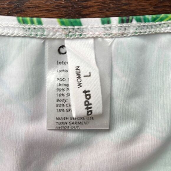 Patpat Womens Two Piece Swimsuit Ruffle Bikini Top Tropical Print Large Pink - Picture 5 of 8